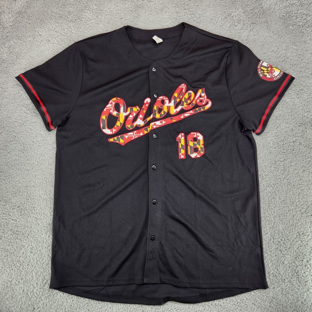 Baltimore Orioles "Maryland Flag" Black Promotional Jersey Size XL #18
